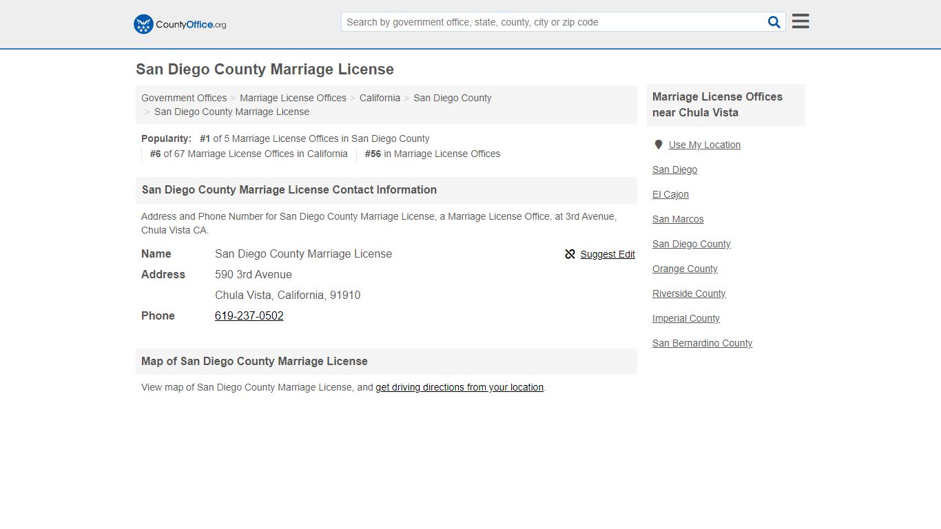 San Diego County Marriage License - Chula Vista, CA ...