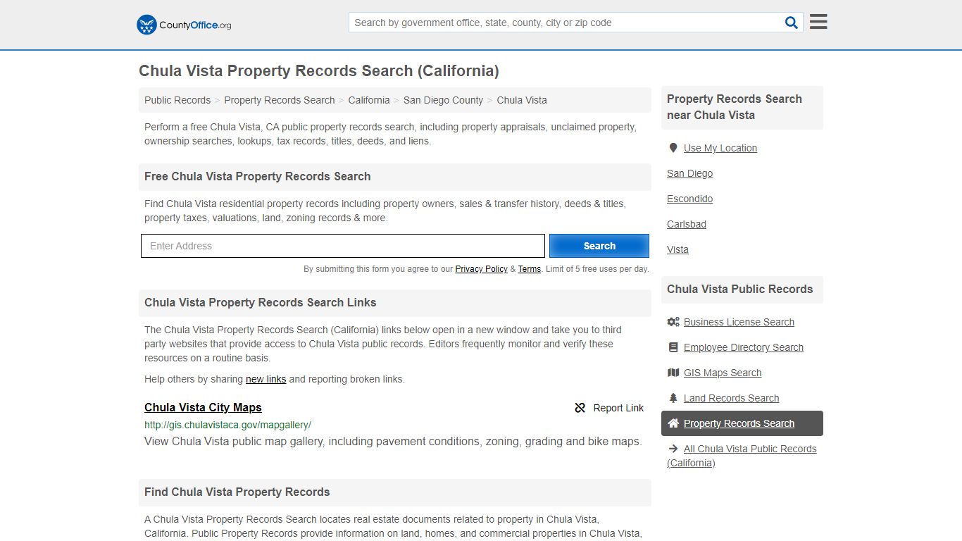 Property Records Search - Chula Vista, CA (Assessments ...
